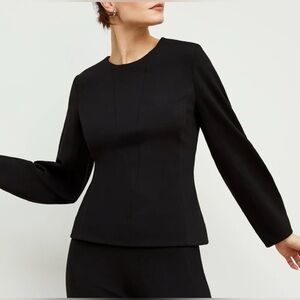 M.M LaFleur $245 Retail Rashida Classic Black Long Sleeve Structured Top Size XL